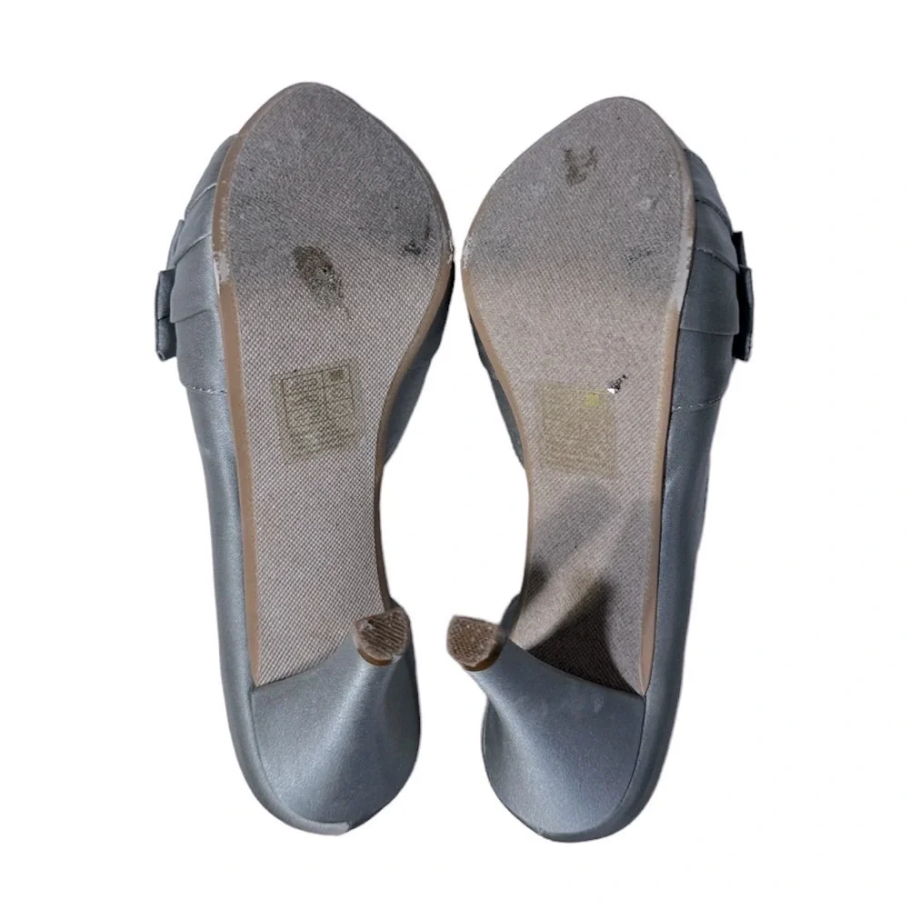 David's Bridal Dyable Gray Satin Platform High Heels Size 7
